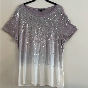 INC International Concepts Shimmering Purple Ombre Sequin Shirt Size XL